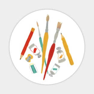 Paintbrushes, Paint Tubes and Pencils - Artist Tools! Magnet